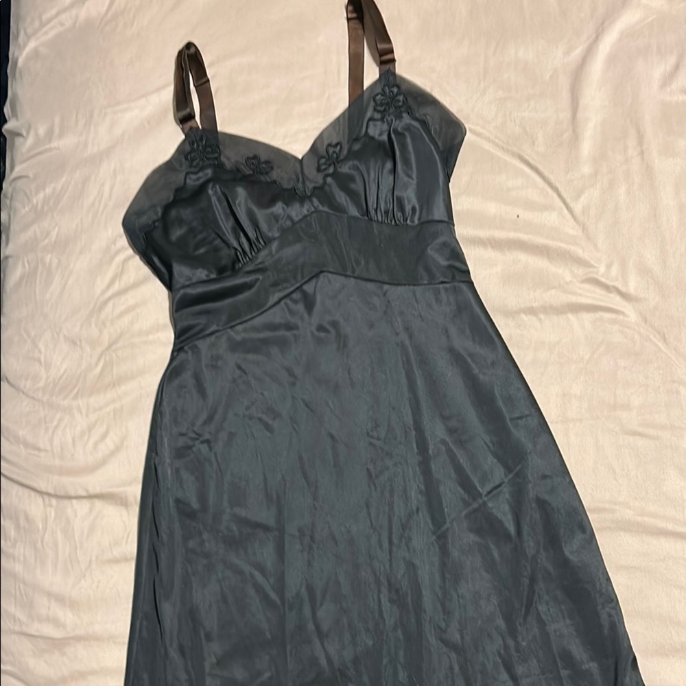Vintage Nylon Slip with Floral Embroidery